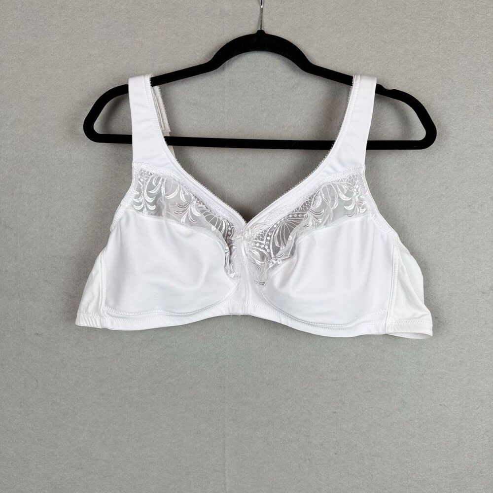 GLAMORISE‎ White Magic Lift Wireless Bra 48 B Embroidered Full Figure *read